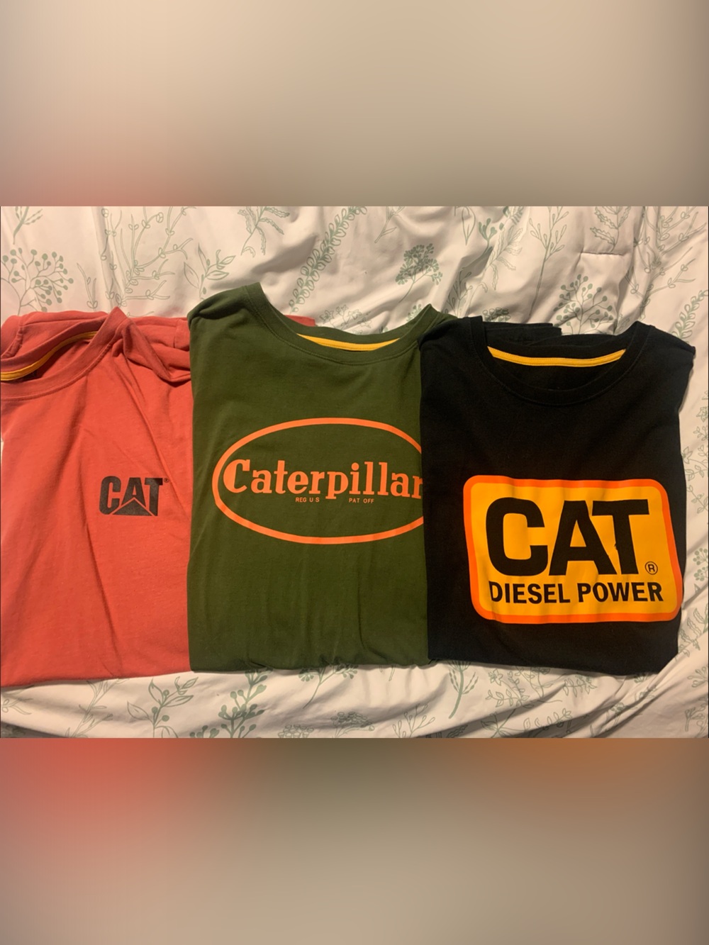 Caterpillar Short Sleeve Tee Lot - Black, Olive Green, Salmon